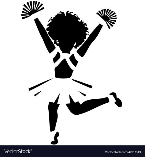 Cheerleader woman black and white silhouette Vector Image