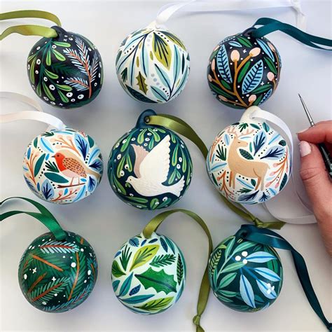 hand painted baubles  christmas christmas ornament decorations