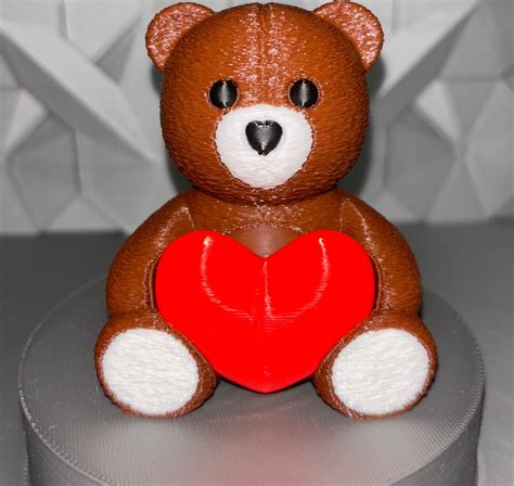 Cute 3D Printed Teddy Bear With Heart Etsy