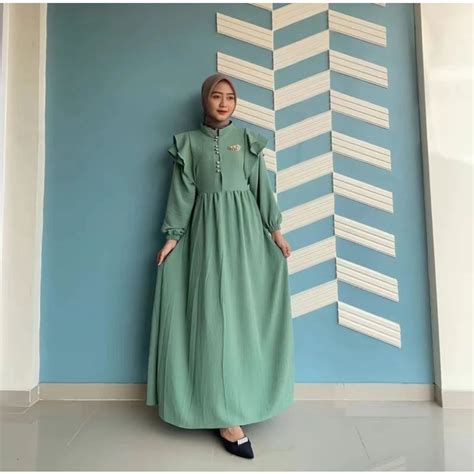 Jual Free Ongkir Lotus Dress Maxy Gamis Wanita Dewasa Bahan Crinkle