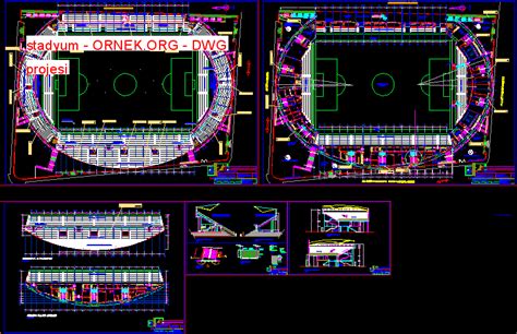 Proje Sitesi Stadyum Autocad Projesi