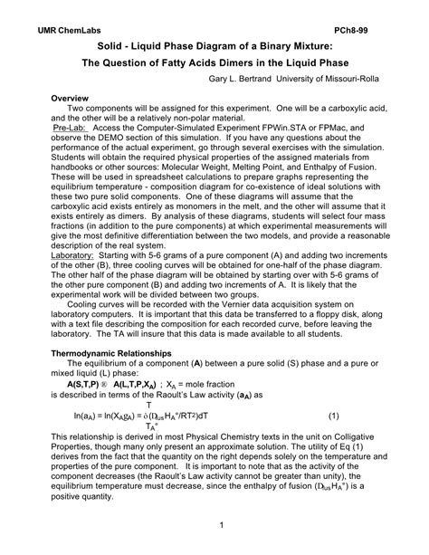 Solid - Liquid Phase Diagram of a Binary Mixture: the Question of Fatty ...