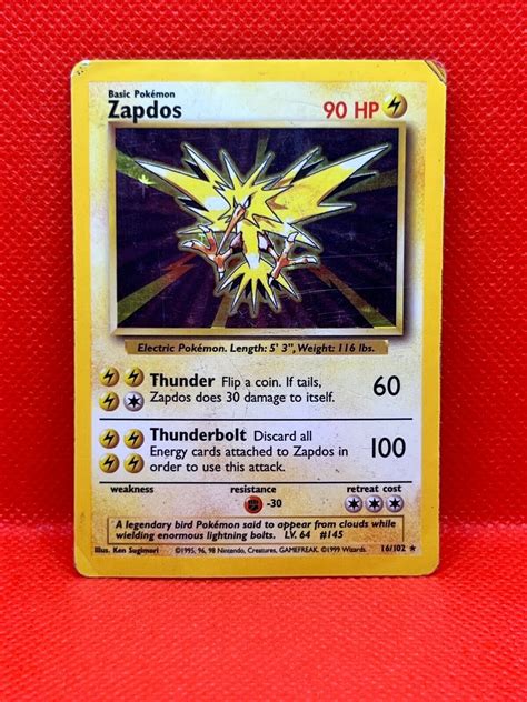 Pok Mon Tcg Zapdos Base Set Holo Unlimited Holo Rare Ebay