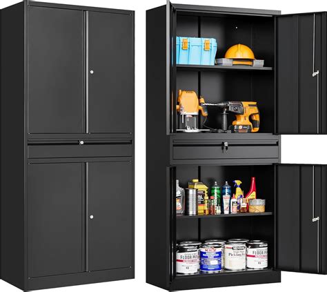 Amazon Sisesol Metal Garage Storage Cabinet With Doors And Shelves