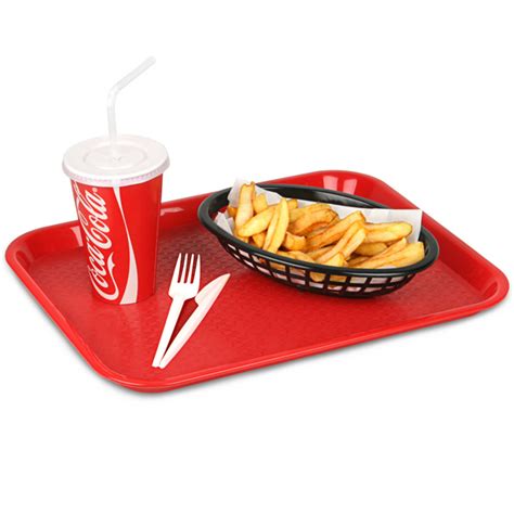 Fast Food Tray Small Red 10 X 14inch Food Trays Canteen Trays Plastic