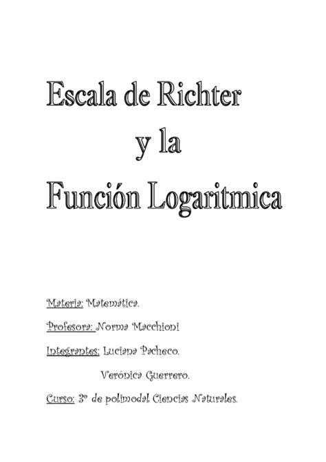 Doc Escala Ritcher Y La Función Logarítmica