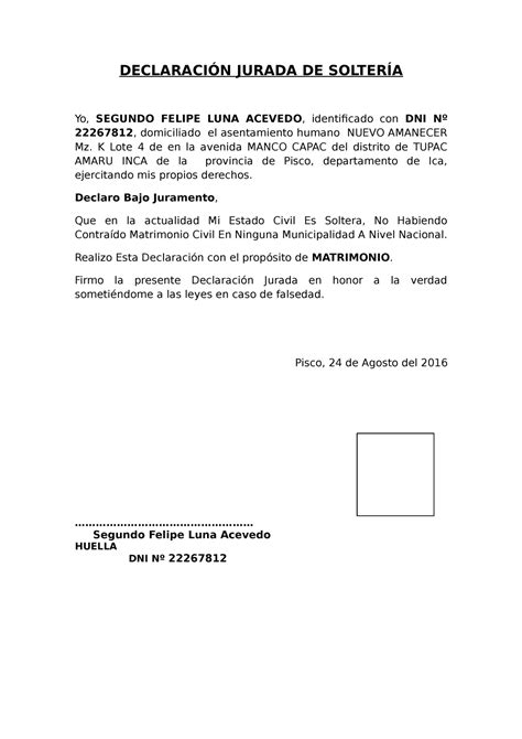 Formato Declaracion Jurada