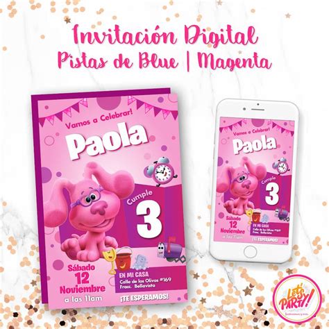 Invitaci N Digital Cumplea Os Pistas De Blue Magenta Book