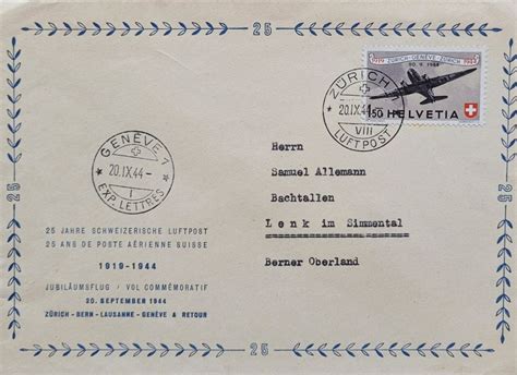 Luftpost Brief Genève Zürich 1944 Lenk Im Simmental Kaufen auf Ricardo