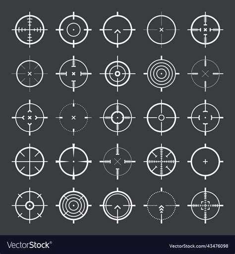 Crosshair gun sight icons bullseye Royalty Free Vector Image