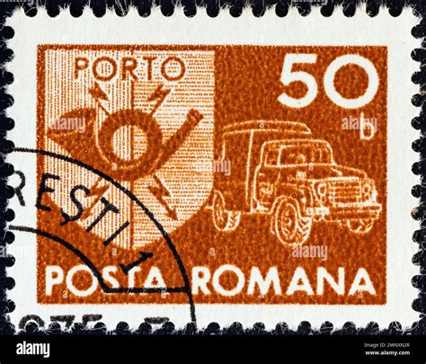 Romania Circa A Stamp Printed In Romania Shows A Posthorn And