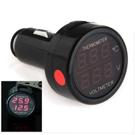 12V Mini Red Blue 2 In 1 Car Auto Dual LED Digital Display Thermometer