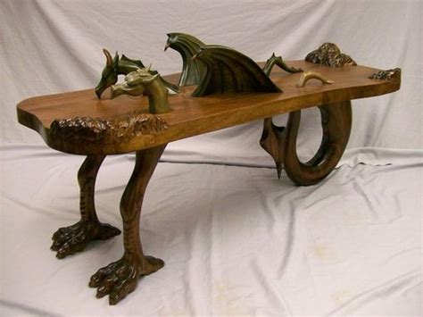 Handmade Dragon Coffee Table By Custom Wood Carving‎