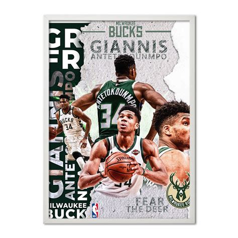 Poster Cu Rama Giannis Antetokounmpo Poster 2 30x40 Lemn Alb Emagro