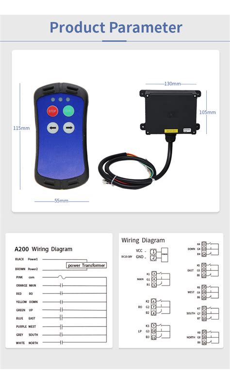 A200 2 Buttons Radio Remote Control And Transmitter For Winch Crane