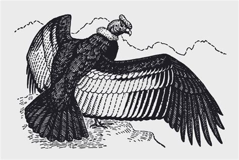 De Andeszitting Van Condor Vultur Gryphus Op Een Rots En Het