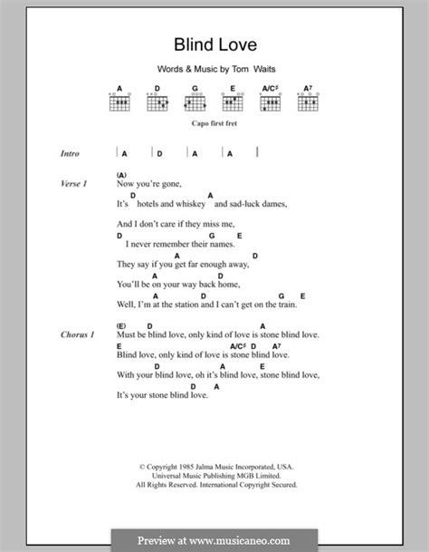 Blind Love by T. Waits - sheet music on MusicaNeo