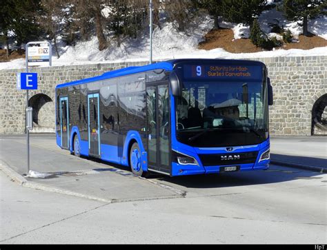 Engadin Bus Man Lion S City Hybrid Gr Unterwegs Beim Bahnhof