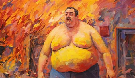 Premium Ai Image Painting Of Obese Man In The Street Conceptual