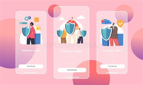 Database Safety Mobile App Page Onboard Screen Template People Holding