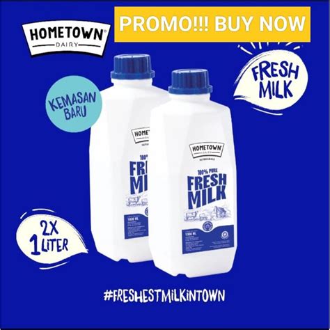 Jual Promo Hometown Fresh Milk 1 Liter Free 1 Liter Shopee Indonesia