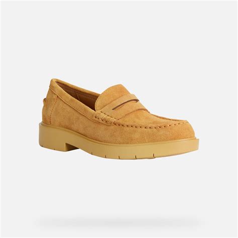 Geox SPHERICA modèle EC1 Mocassins En Daim Mustard Femme Geox