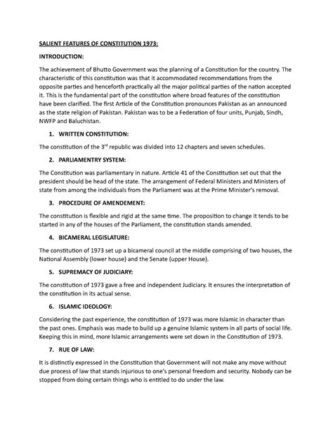 Salient Features Of Constitution Docx Notes Salient Features Of