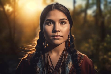 Premium Ai Image Native American Woman Traditional Amerindian Tribal