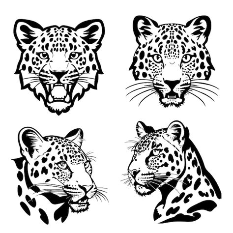 Premium Vector Leopard Head Logo Vector Stencil Set