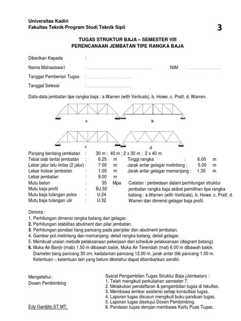 3 Tugas Struktur Baja Jembatan Rangka Baja Rev Pdf