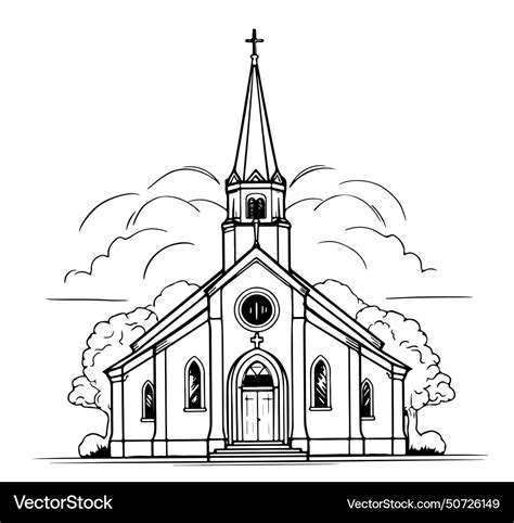 Catholic church sketch hand drawn Royalty Free Vector Image