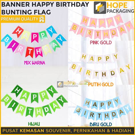 Jual Banner Happy Birthday SEGI LIMA Bunting Flag Ulang Tahun Tulisan