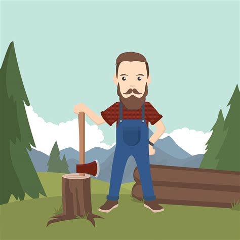 Woodcutter Illustration Free Vector 166517 Vector Art at Vecteezy