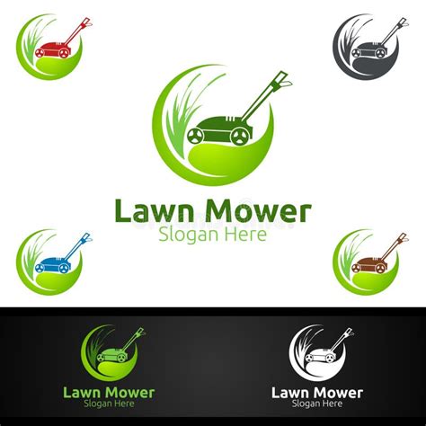 Lawn Mower Logo For Lawn Mowing Gardener Design Stock Vector