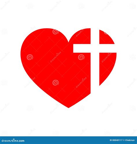 Heart With Christian Cross Vector Illustration Stock Illustration