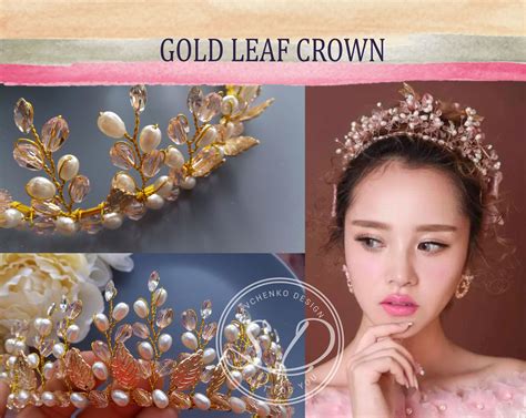 Laurel Leaf Tiara Wedding Tiara Gold Laurel Leaf Crown Crystal Etsy