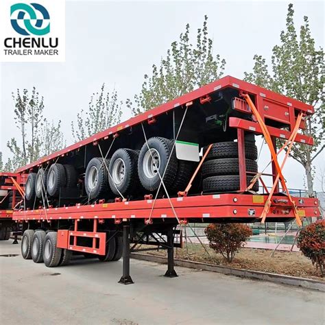 20FT 40FT 3 Axles Flatbed Carrying Container Semi Trailer For Cargo