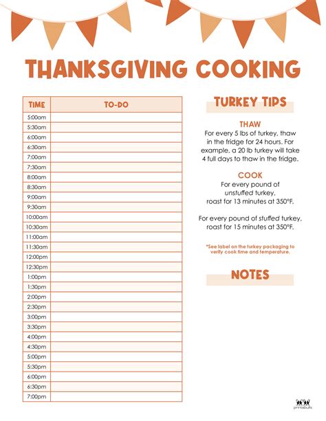 Thanksgiving Cooking Schedules Free Printables Printabulls