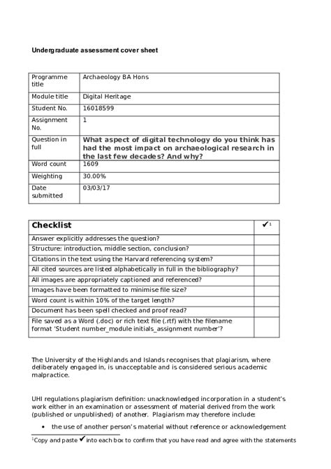 Undergraduate Assessment Cover Sheet Christine Preece