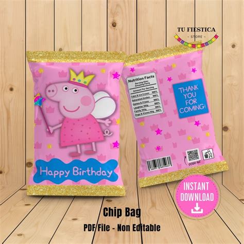 Peppa Pig Chip Bag Wrapper Favor Treat Bag Snack Cookie Etsy