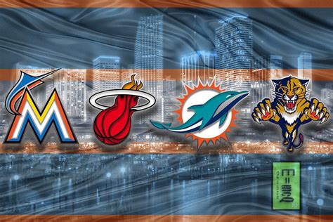 Miami Sports Poster, Miami Dolphins, Marlins, Heat, Florida Panthers ...