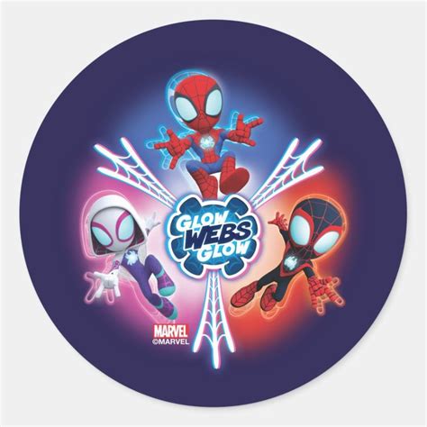 Team Spidey Glow Webs Glow Graphic Classic Round Sticker Zazzle