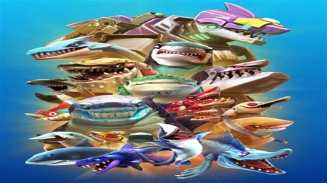 Hungry Shark World All 34 Sharks Unlocked Mecha Sharkjira And Toxic Sharks Android Ios