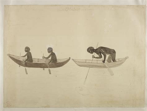 Australian Aborigines Paddling Bark Canoe Photograph By British Library