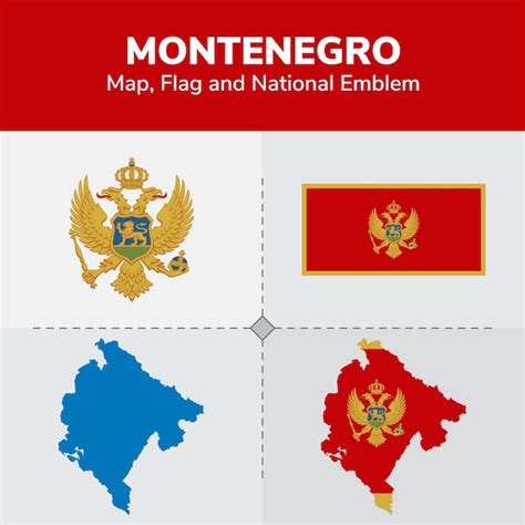 Premium Vector Montenegro Map Flag And National Emblem