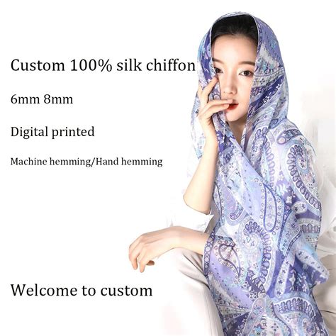 Custom Mm Mm Silk Chiffon Digital Printed Silk Scarf China Fashion