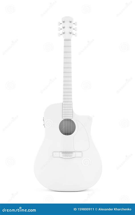 Guitare Acoustique Blanche En Forme D Argile Rendu D Image Stock