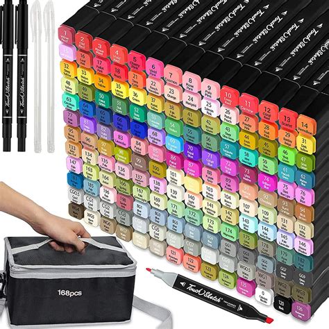 Amazon Tommax 168 Colors Dual Tip Alcohol Sketch Markers Set For