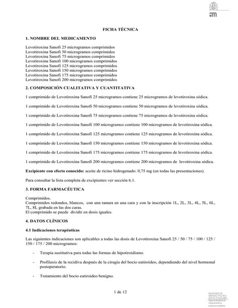 1 De 12 Ficha TÉcnica 1 Nombre Del Medicamento