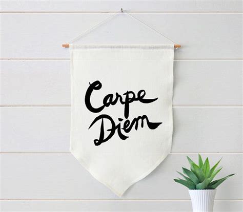 Carpe Diem Linen Banner Wall Hanging Fabric Art Flag Hanging Fabric